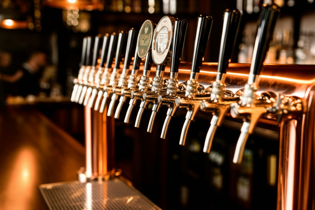 Beer taps in a row